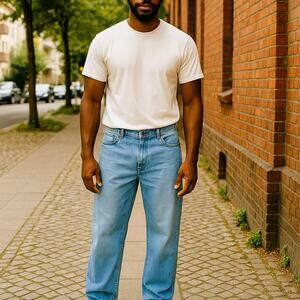 IZOD Men's Jeans Blue Cotton Denim Straight Leg Pockets Distressed Size 38x30